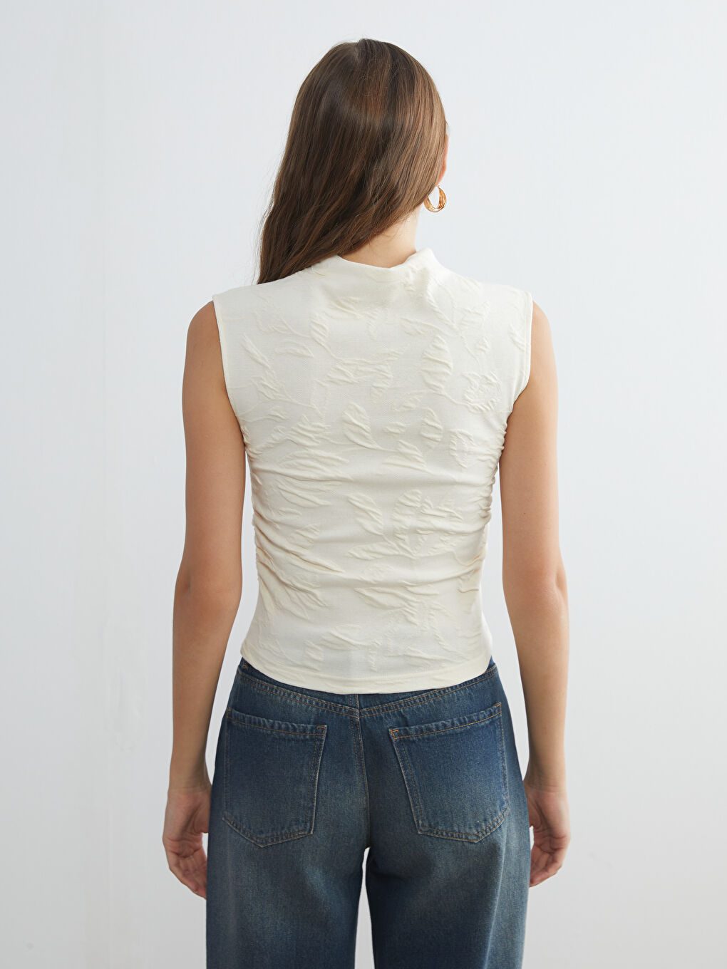 Funnel Neck Textured Blouse-3