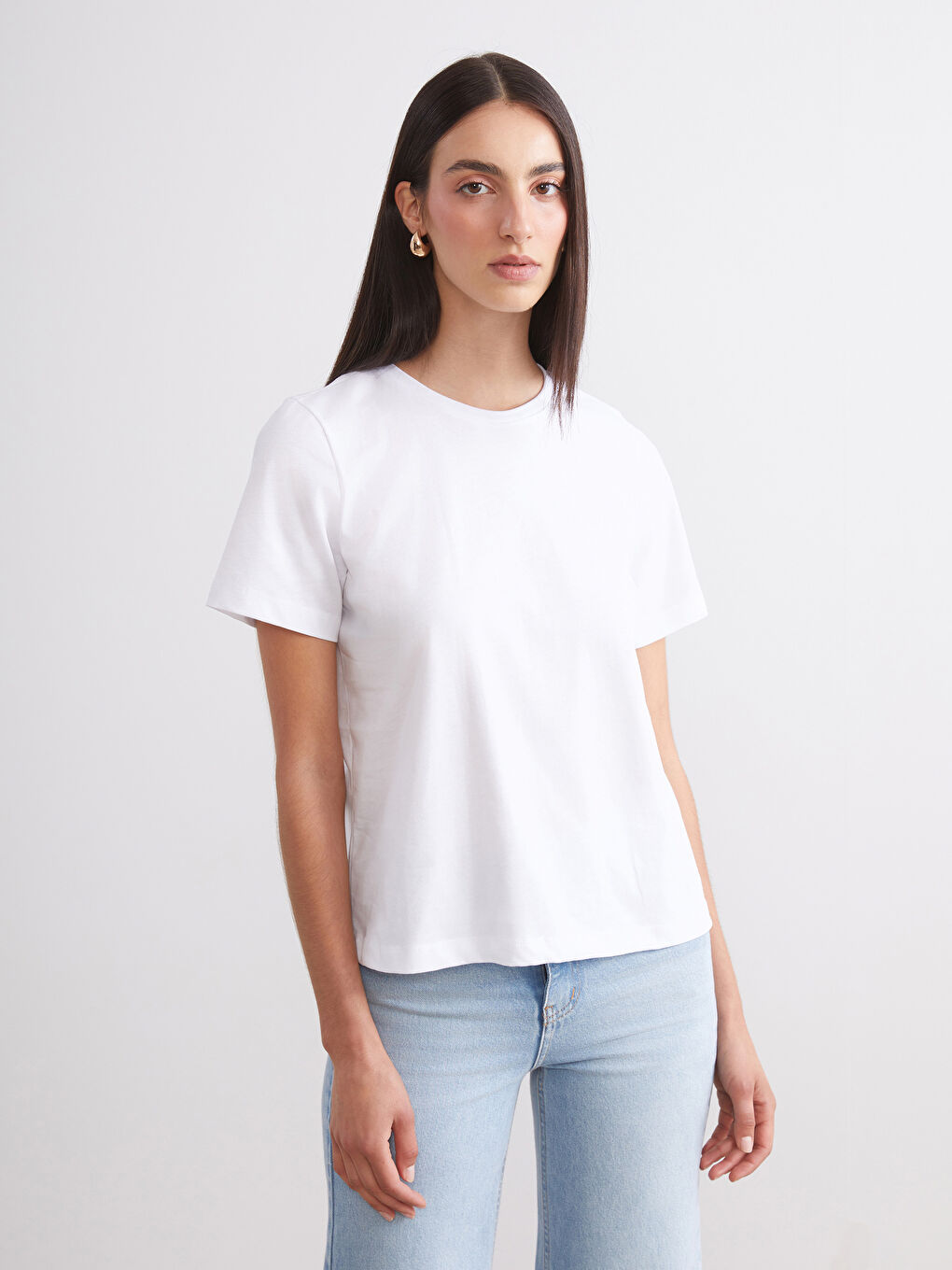 Siyah Bisiklet Yaka Kadın Tişört 2'li-1