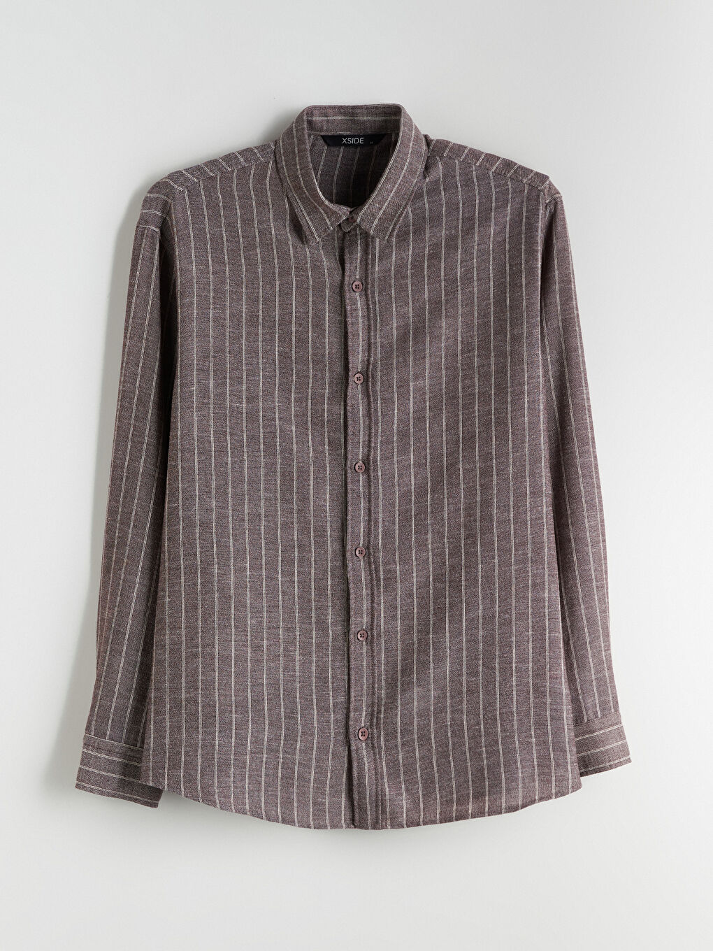 Kahverengi Regular Fit Uzun Kollu Çizgili Erkek Gömlek-4