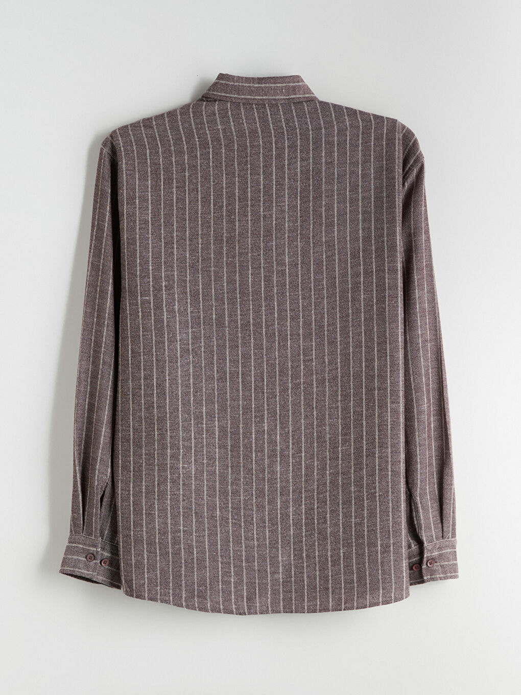 Kahverengi Regular Fit Uzun Kollu Çizgili Erkek Gömlek-5