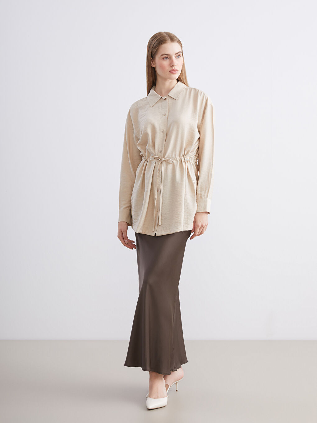 Bej Kadın Gömlek Tunik-1