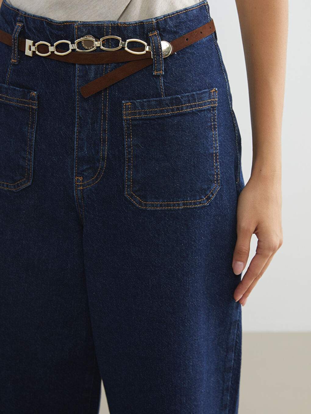 İndigo Wideleg Kadın Jean Pantolon-2