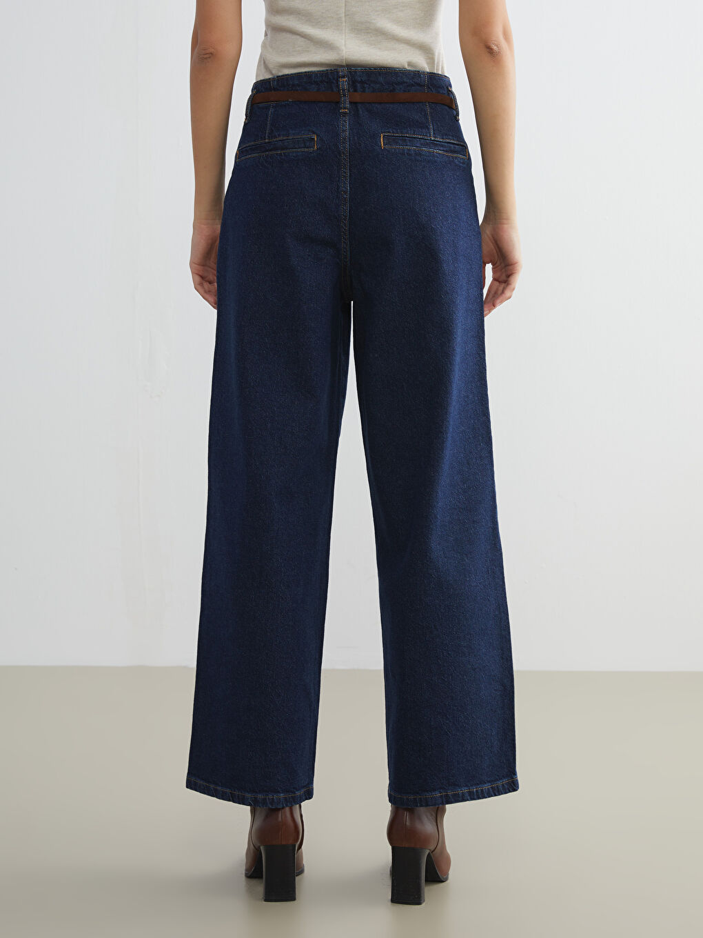 İndigo Wideleg Kadın Jean Pantolon-3