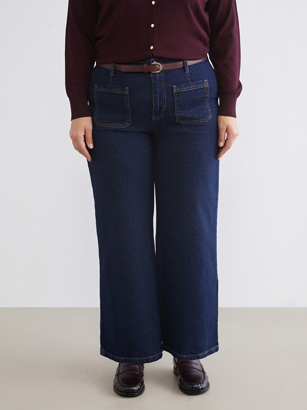 İndigo Wideleg Kadın Jean Pantolon-3