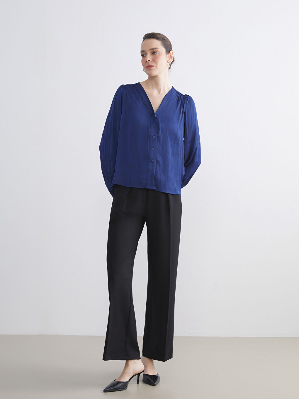 Elastic Waist Wide Leg Women's Trousers