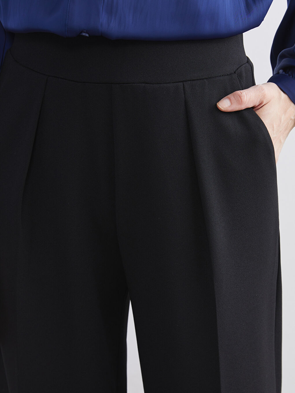 Elastic Waist Wide Leg Women's Trousers-2