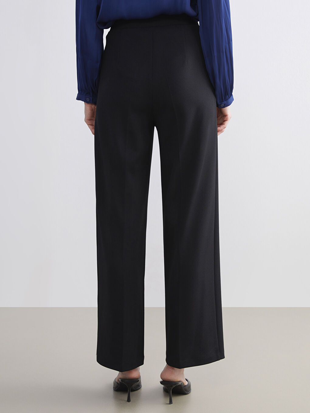 Elastic Waist Wide Leg Women's Trousers-3