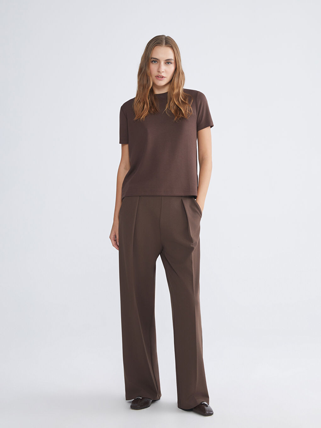 Elastic Waist Wide Leg Women's Trousers