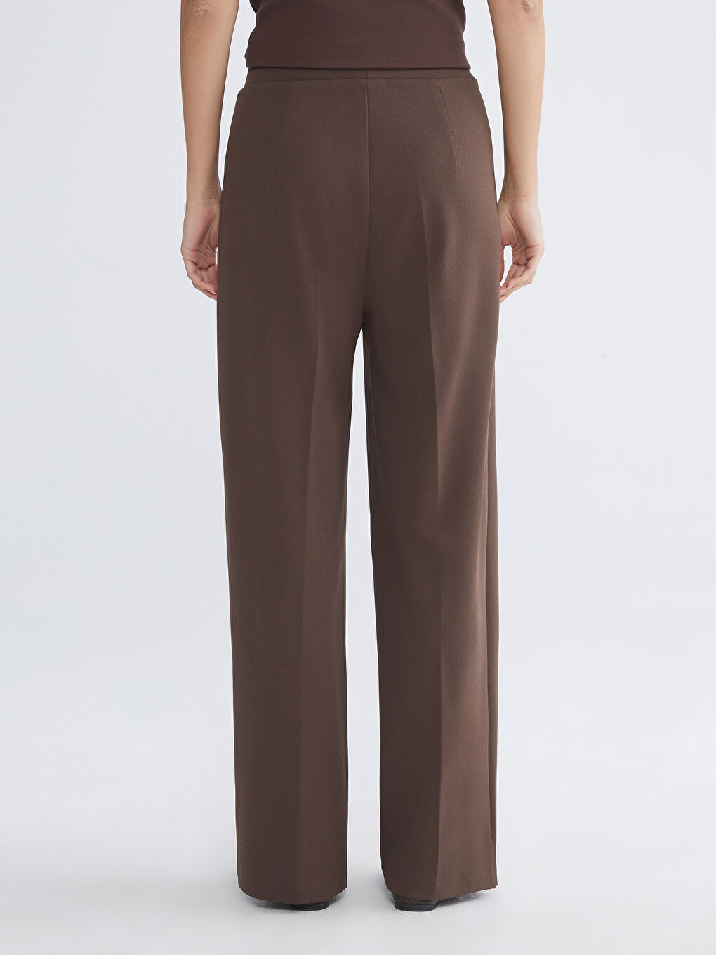 Elastic Waist Wide Leg Women's Trousers-3