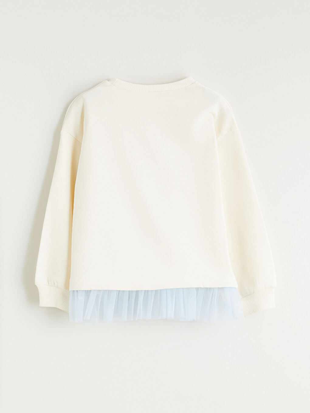 Ekru Bisiklet Yaka Stitch Baskılı Kız Çocuk Sweatshirt-2