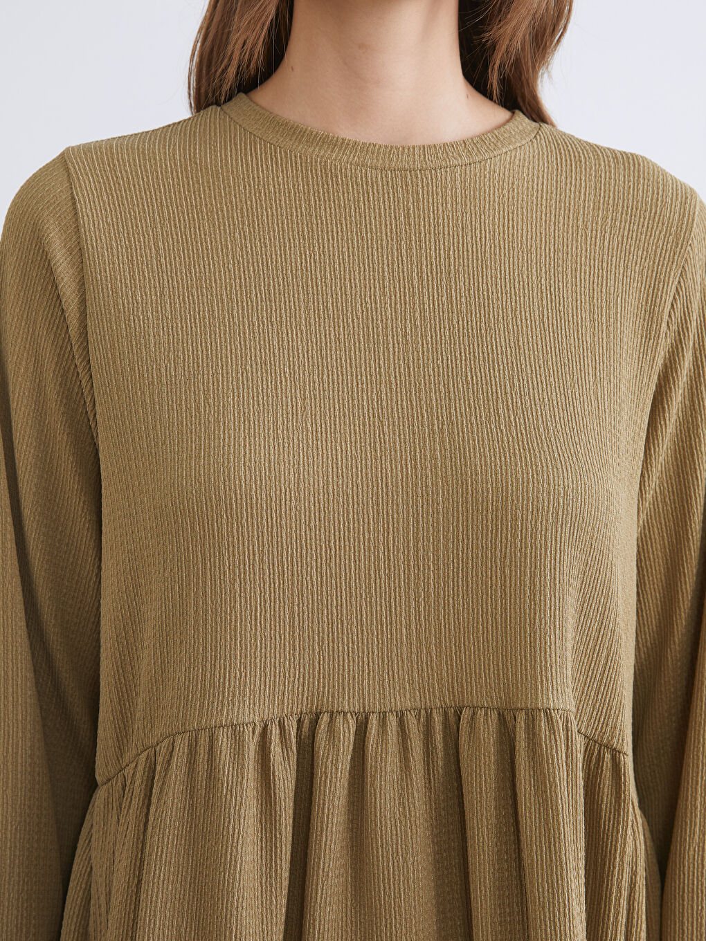 Haki Bisiklet Yaka Kadın Tunik-2