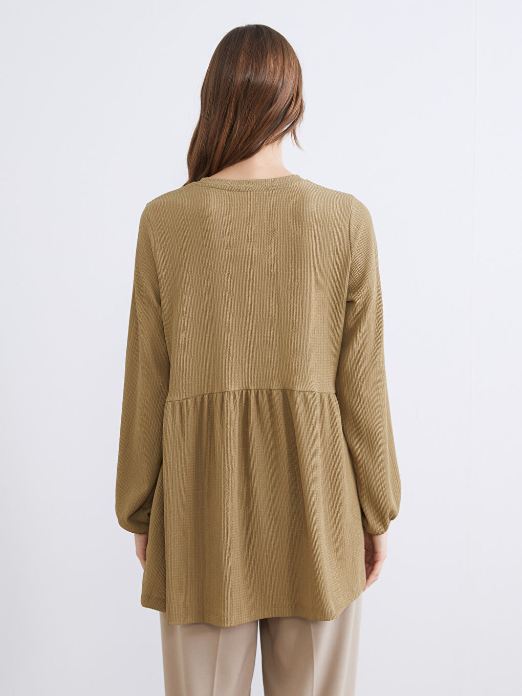 Haki Bisiklet Yaka Kadın Tunik-3