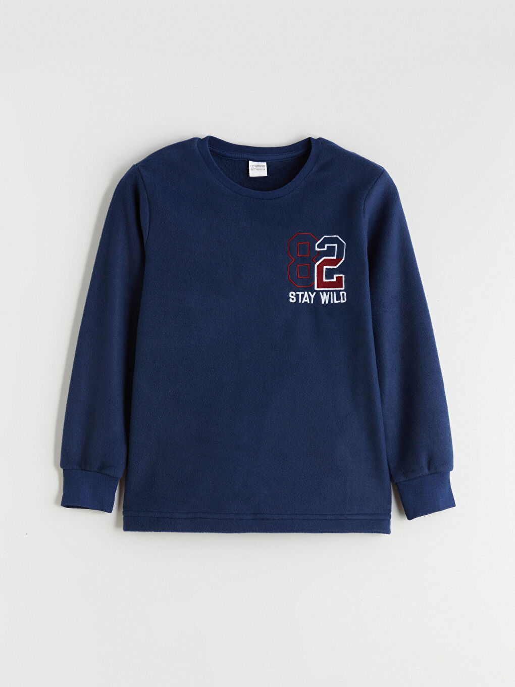 Lacivert Bisiklet Yaka Polar Erkek Çocuk Pijama Takımı-1