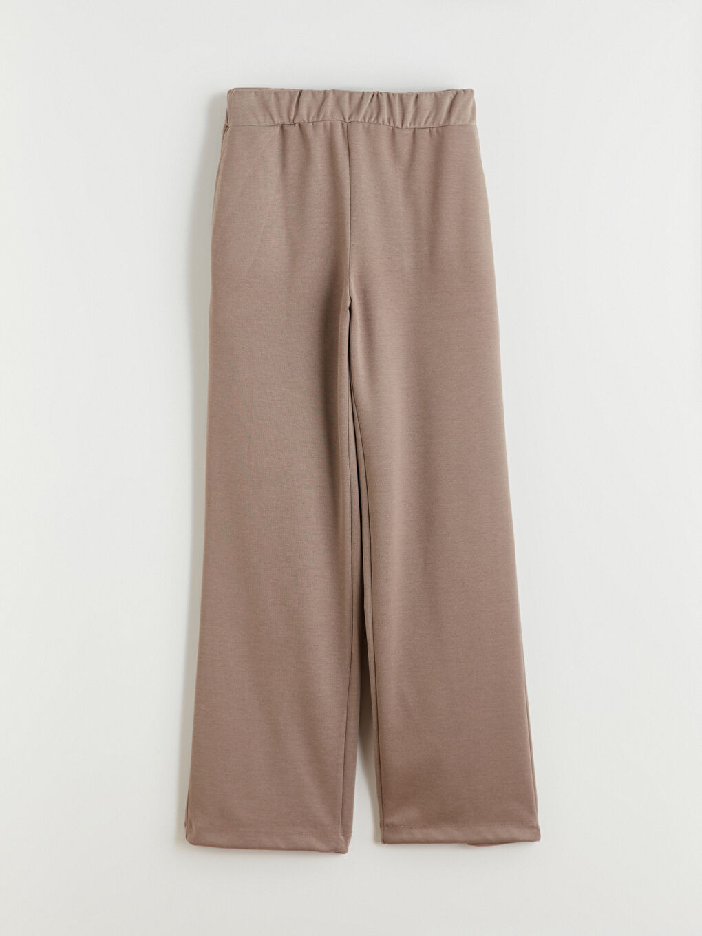 Kahverengi Beli Lastikli Geniş Paça Kadın Eşofman Altı-4