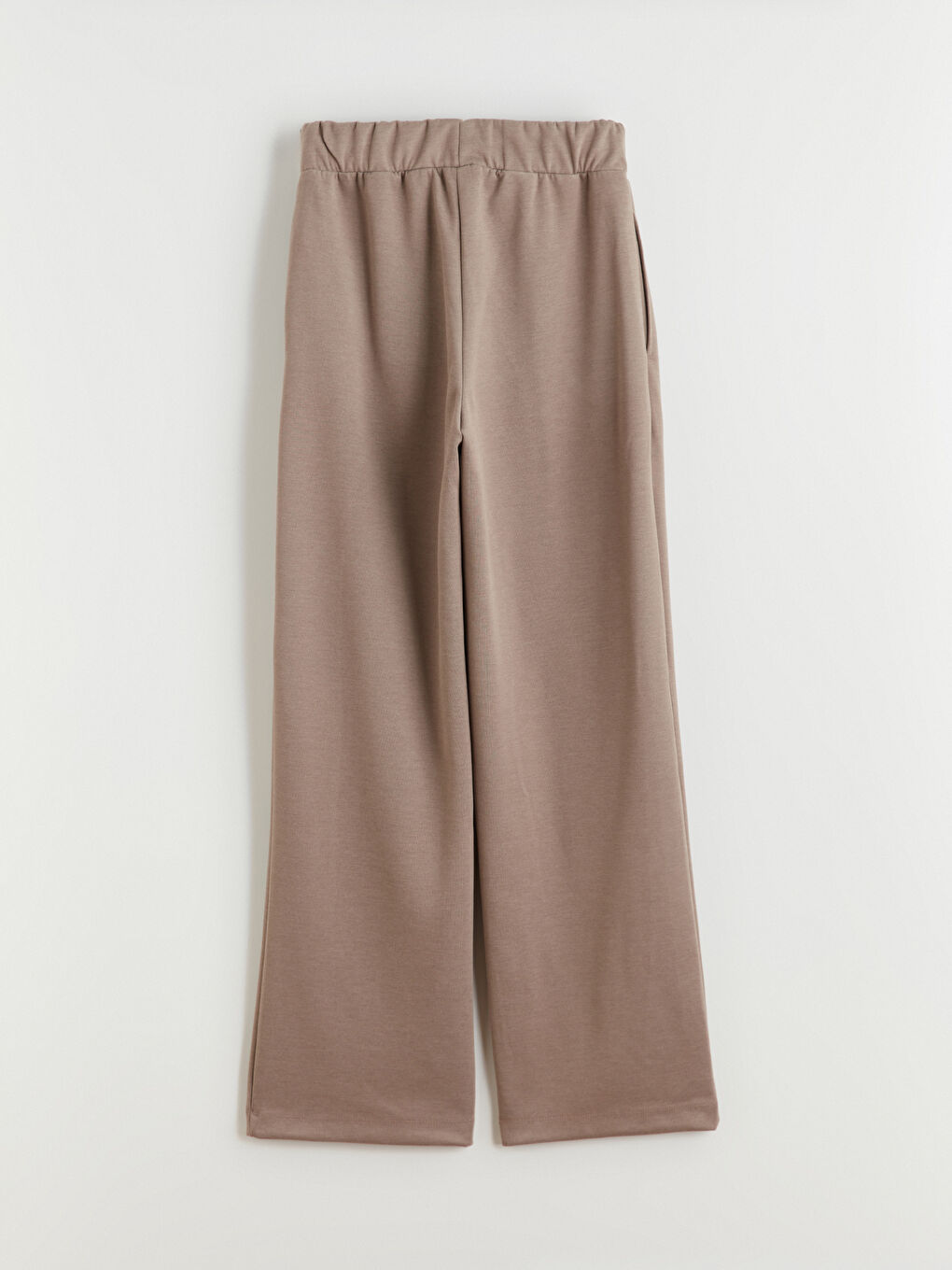 Kahverengi Beli Lastikli Geniş Paça Kadın Eşofman Altı-5