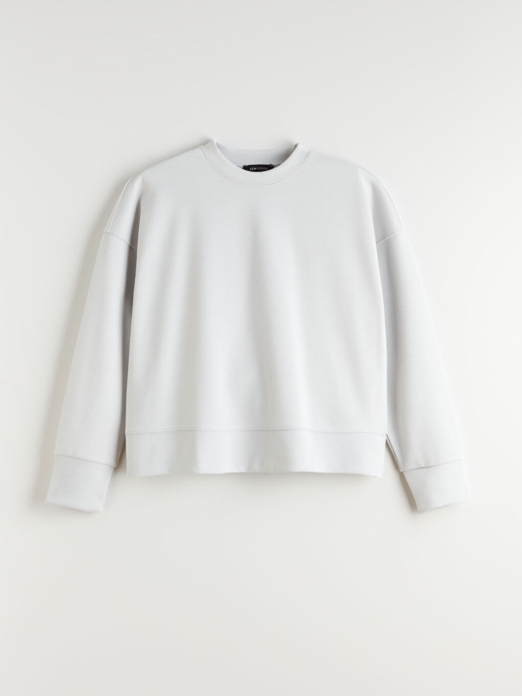 Gri Bisiklet Yaka Kadın Sweatshirt-4