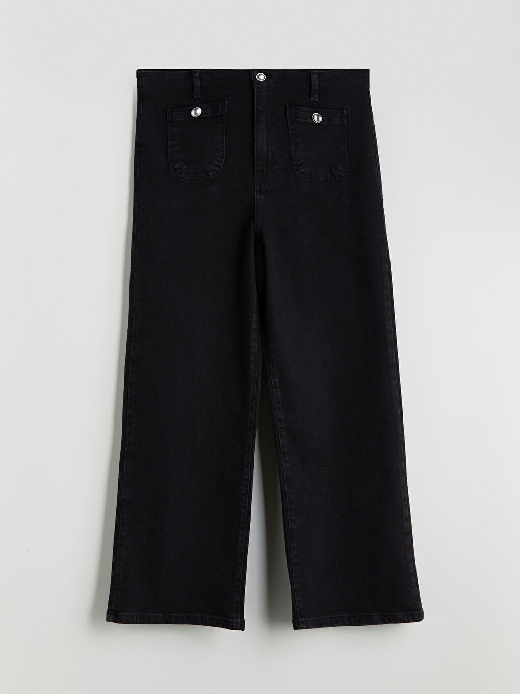 Siyah Büyük Beden Wideleg Kadın Jean Pantolon-3