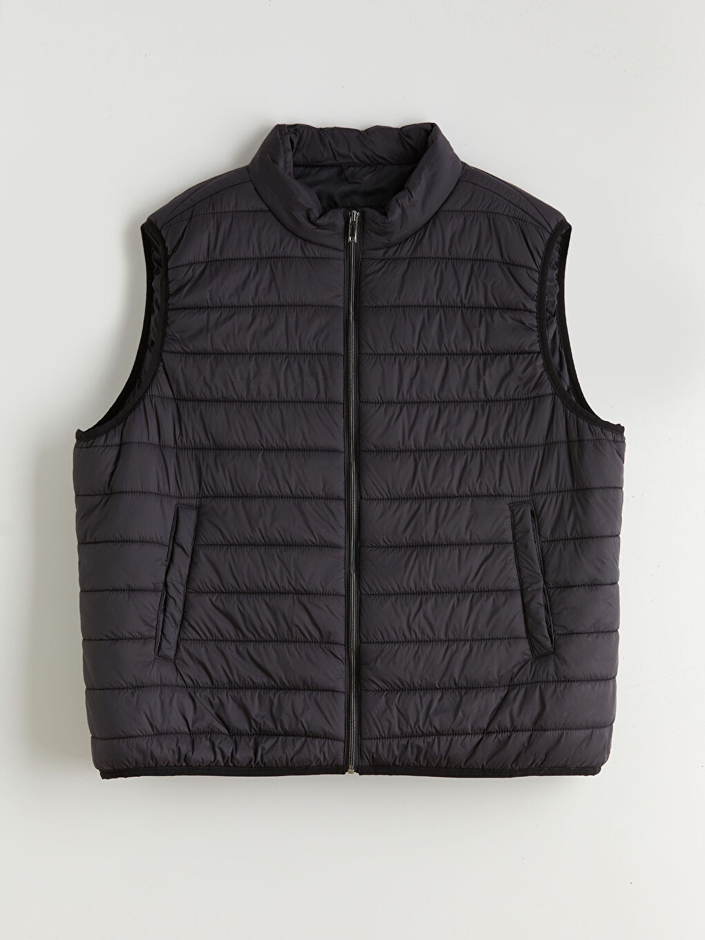 Siyah Büyük Beden Standart Kalıp Dik Yaka Erkek Şişme Yelek-5