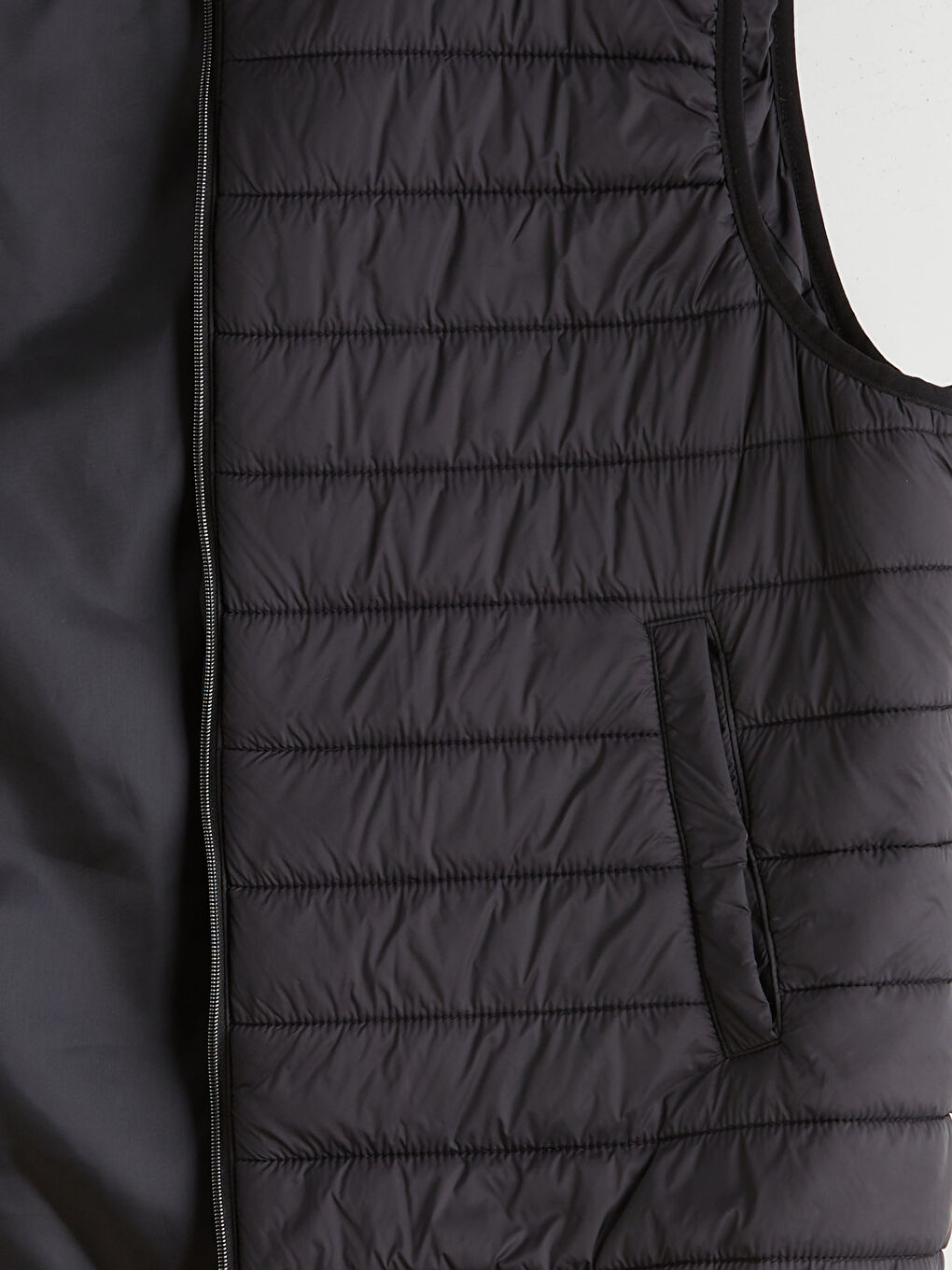 Siyah Büyük Beden Standart Kalıp Dik Yaka Erkek Şişme Yelek-7