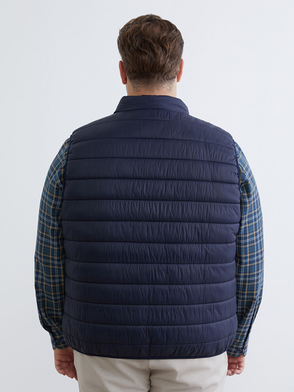 Lacivert Büyük Beden Standart Kalıp Dik Yaka Erkek Şişme Yelek-4