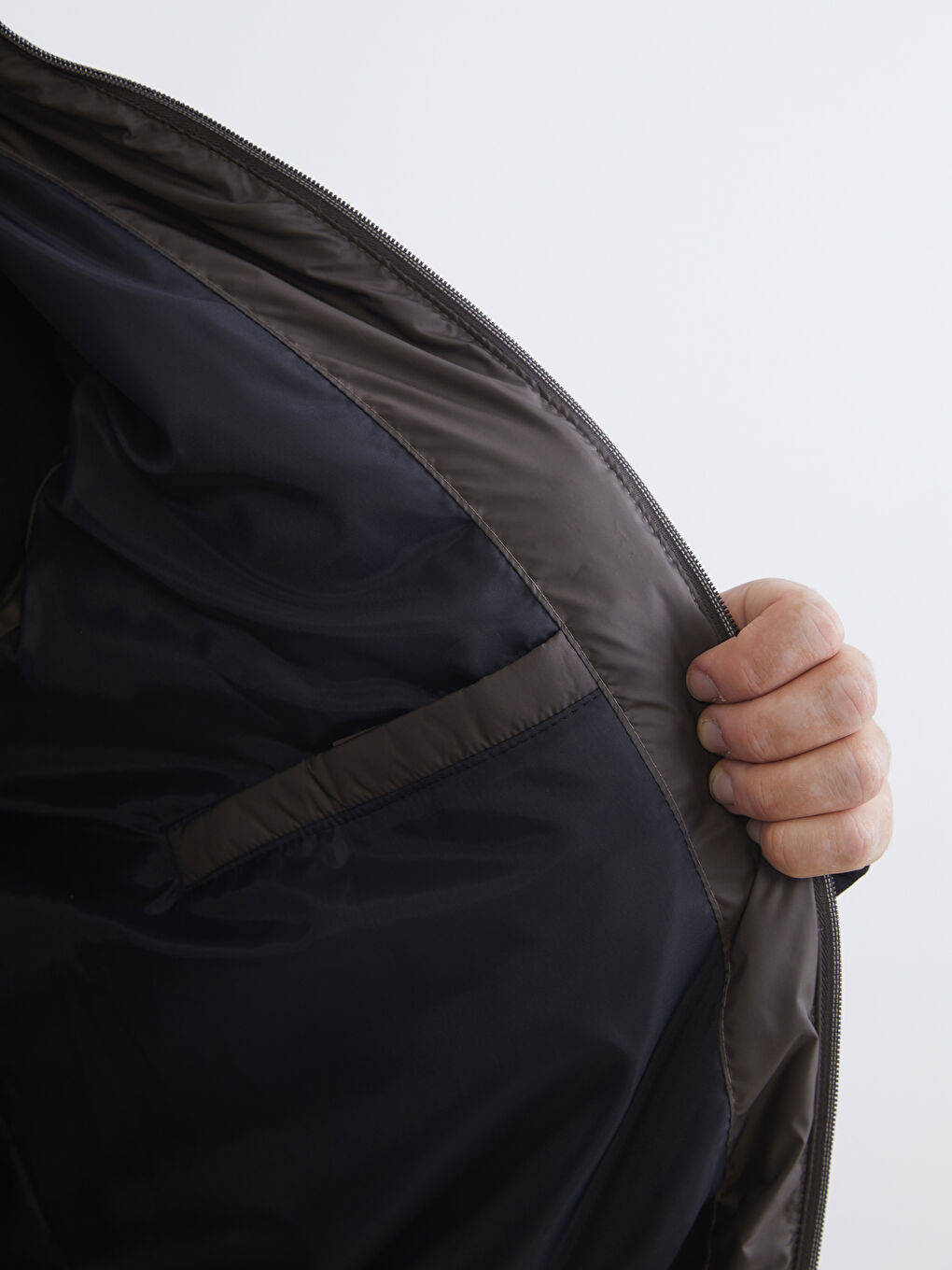 Haki Büyük Beden Standart Kalıp Dik Yaka Erkek Şişme Yelek-3