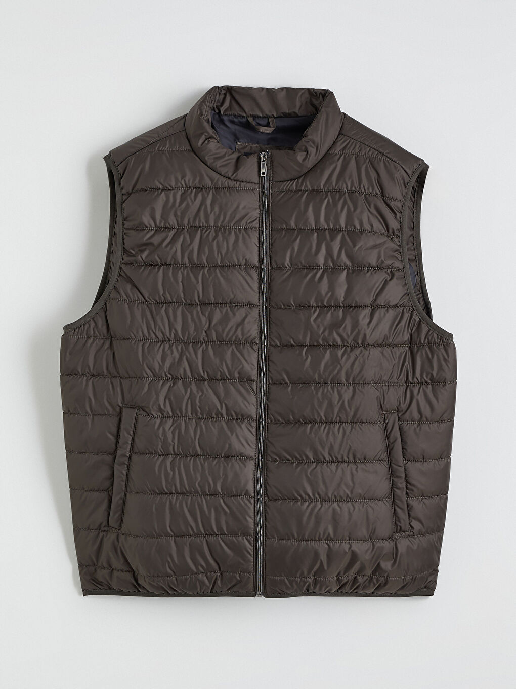 Haki Büyük Beden Standart Kalıp Dik Yaka Erkek Şişme Yelek-5