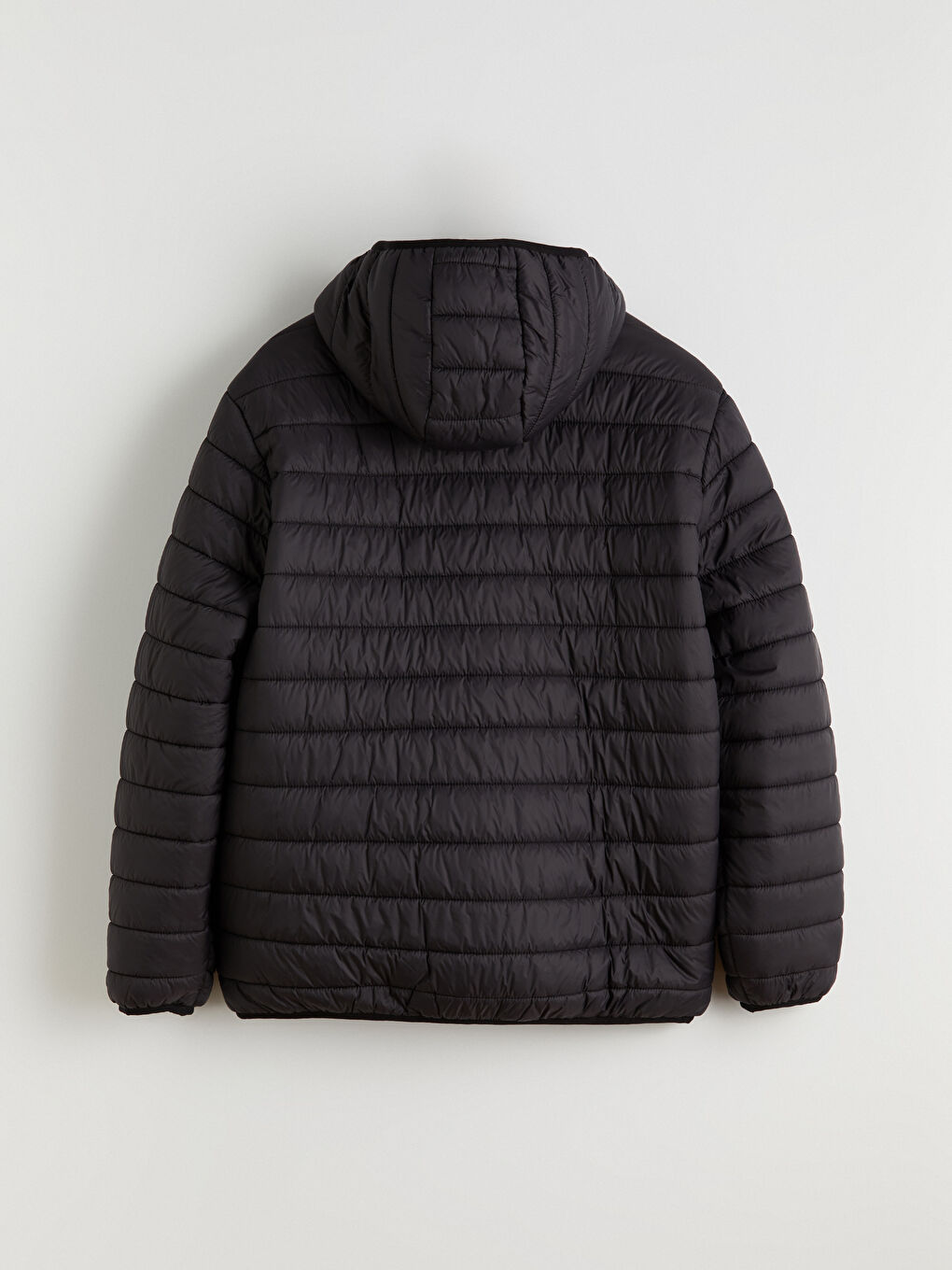 Siyah Büyük Beden Standart Kalıp Kapüşonlu Erkek Şişme Mont-7