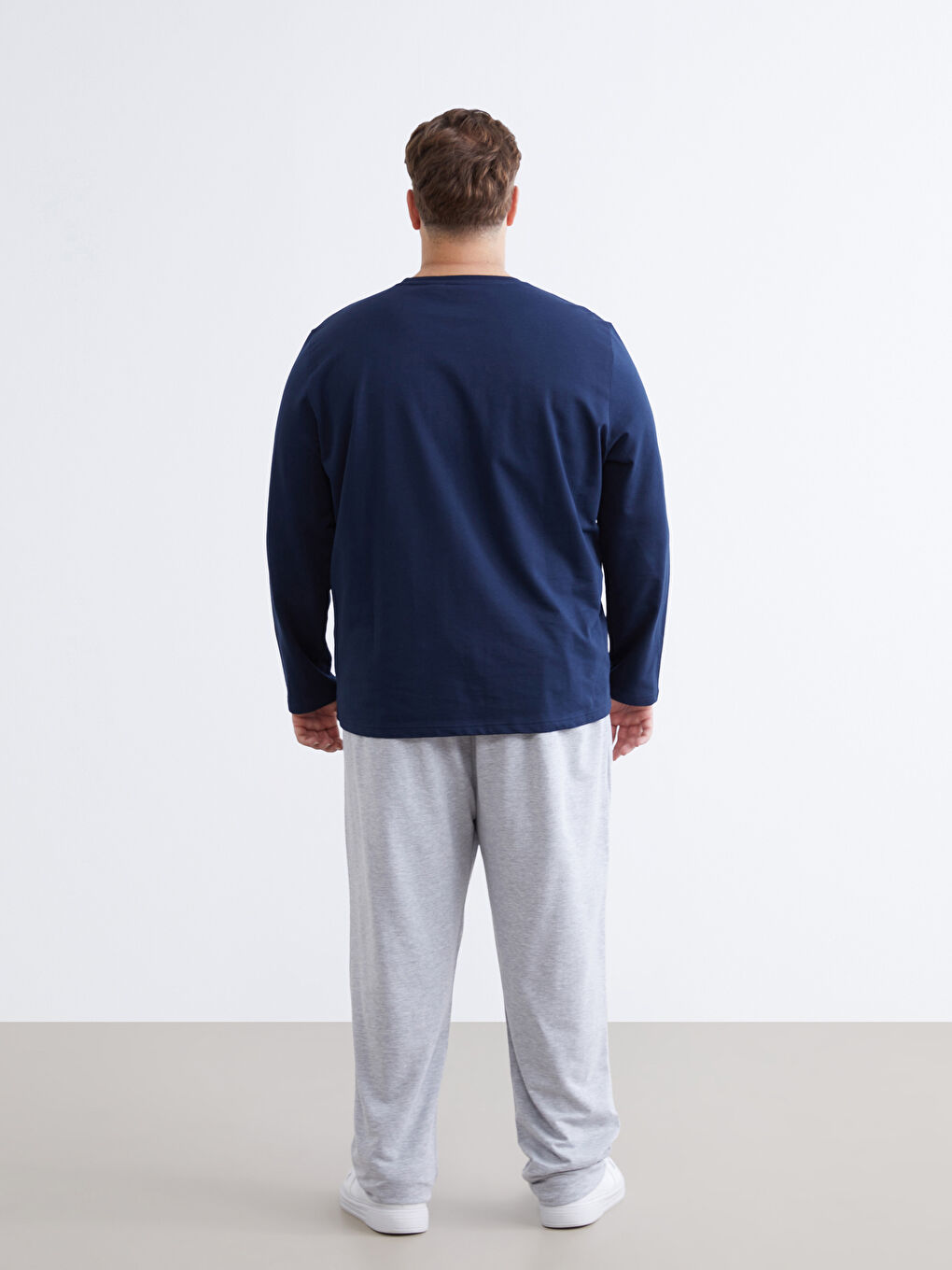 Lacivert Büyük Beden Standart Kalıp Fenerbahçe Baskılı Erkek Pijama Takımı-3