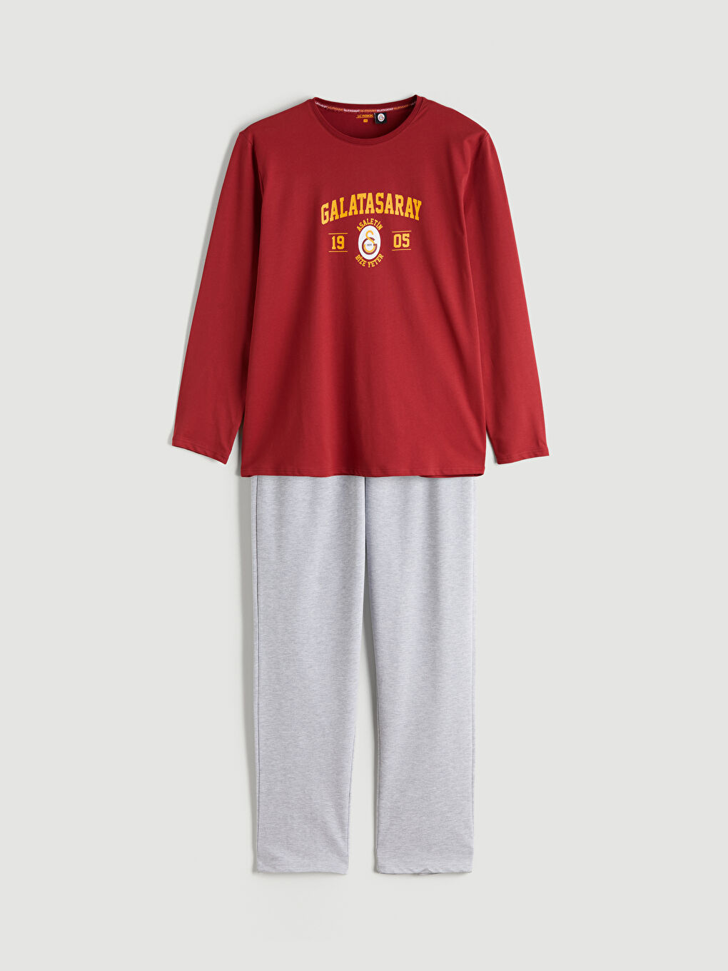 Kırmızı Büyük Beden Standart Kalıp Galatasaray Baskılı Erkek Pijama Takımı-4