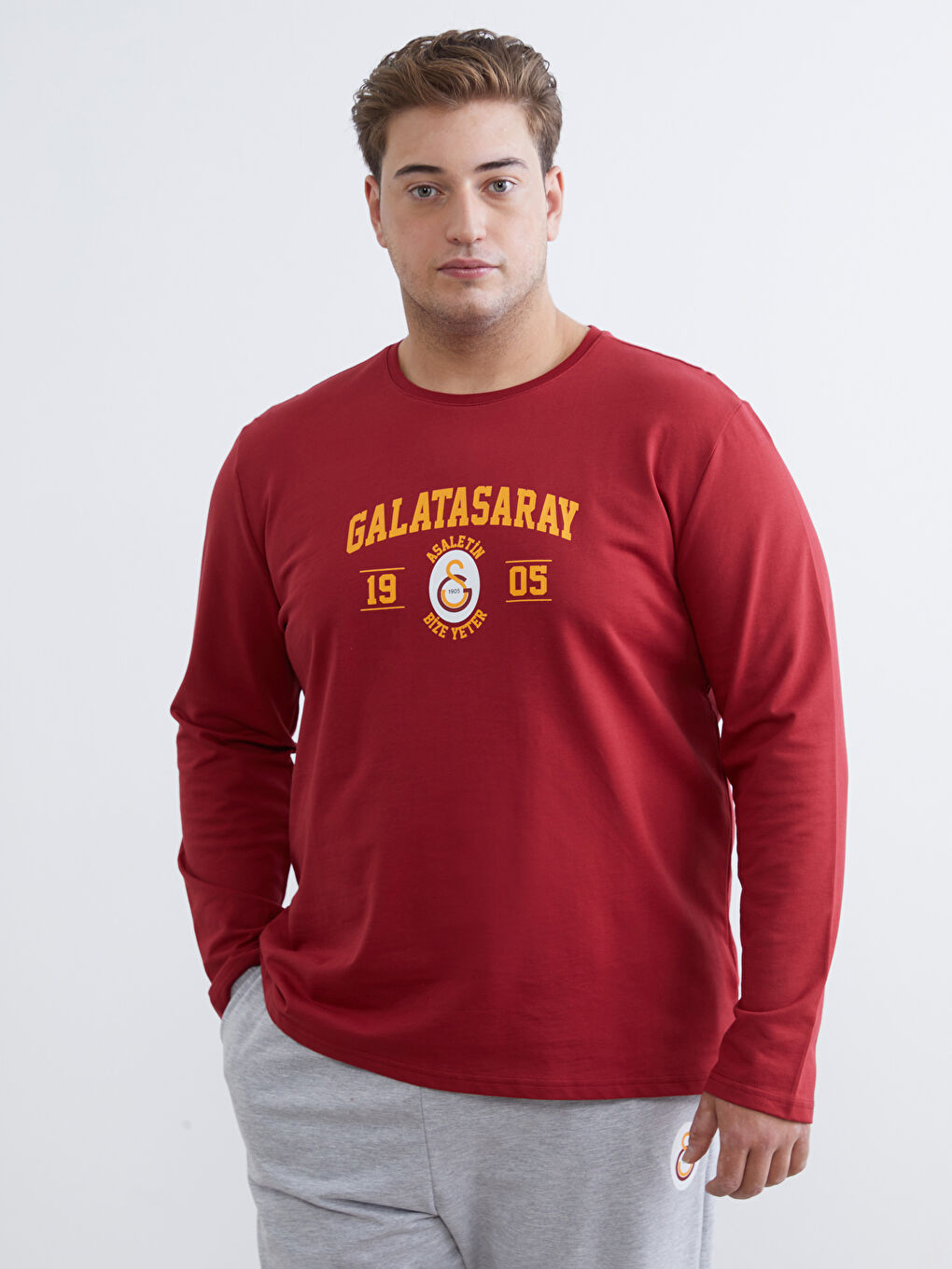 Kırmızı Büyük Beden Standart Kalıp Galatasaray Baskılı Erkek Pijama Takımı-1