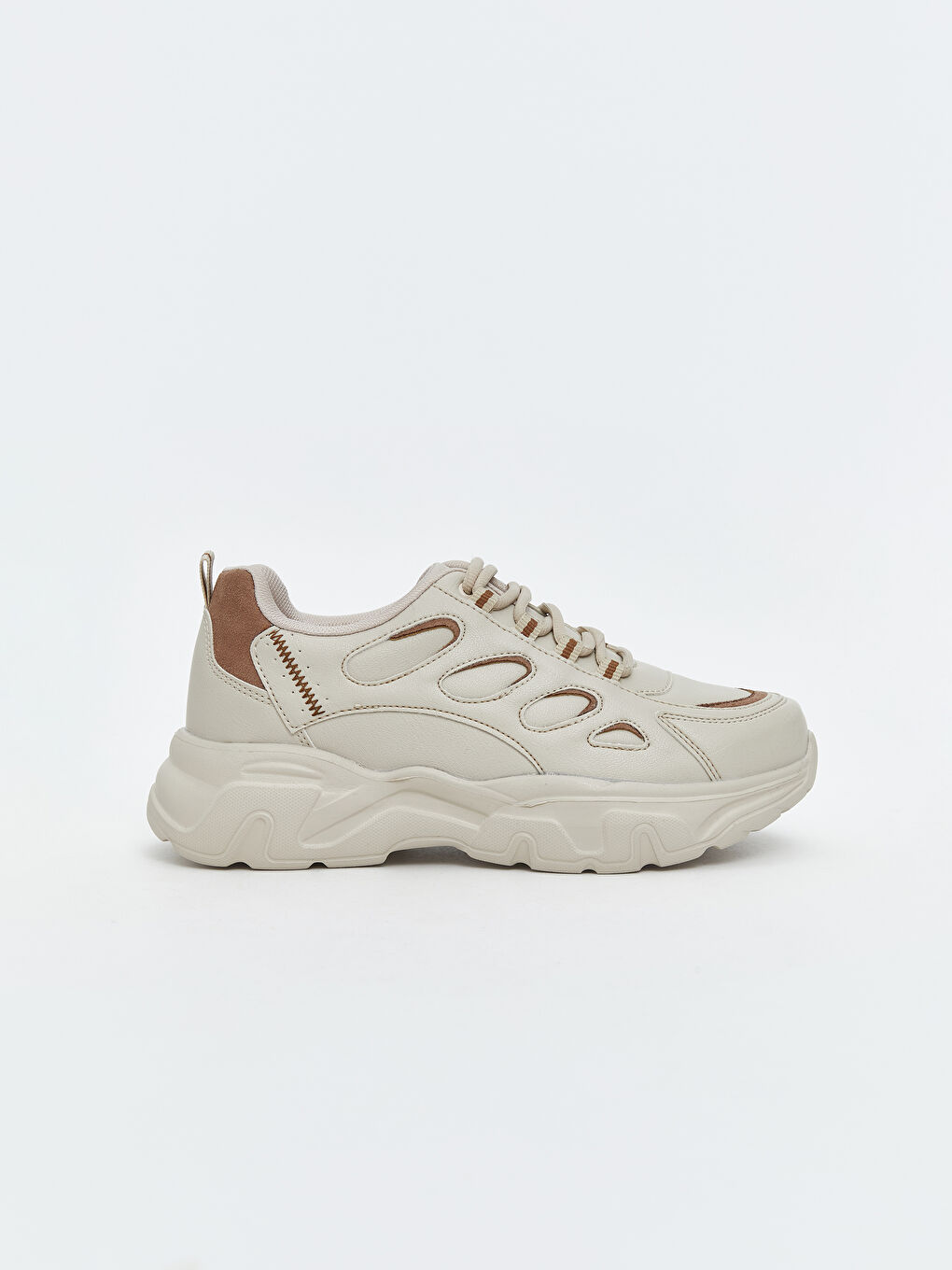 Bej Bağcıklı Kadın Spor Ayakkabı-1