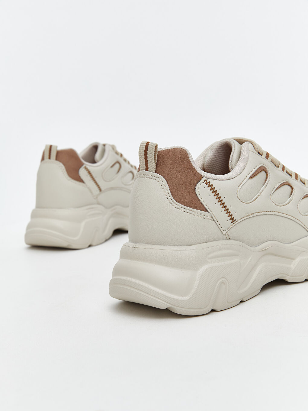 Bej Bağcıklı Kadın Spor Ayakkabı-3