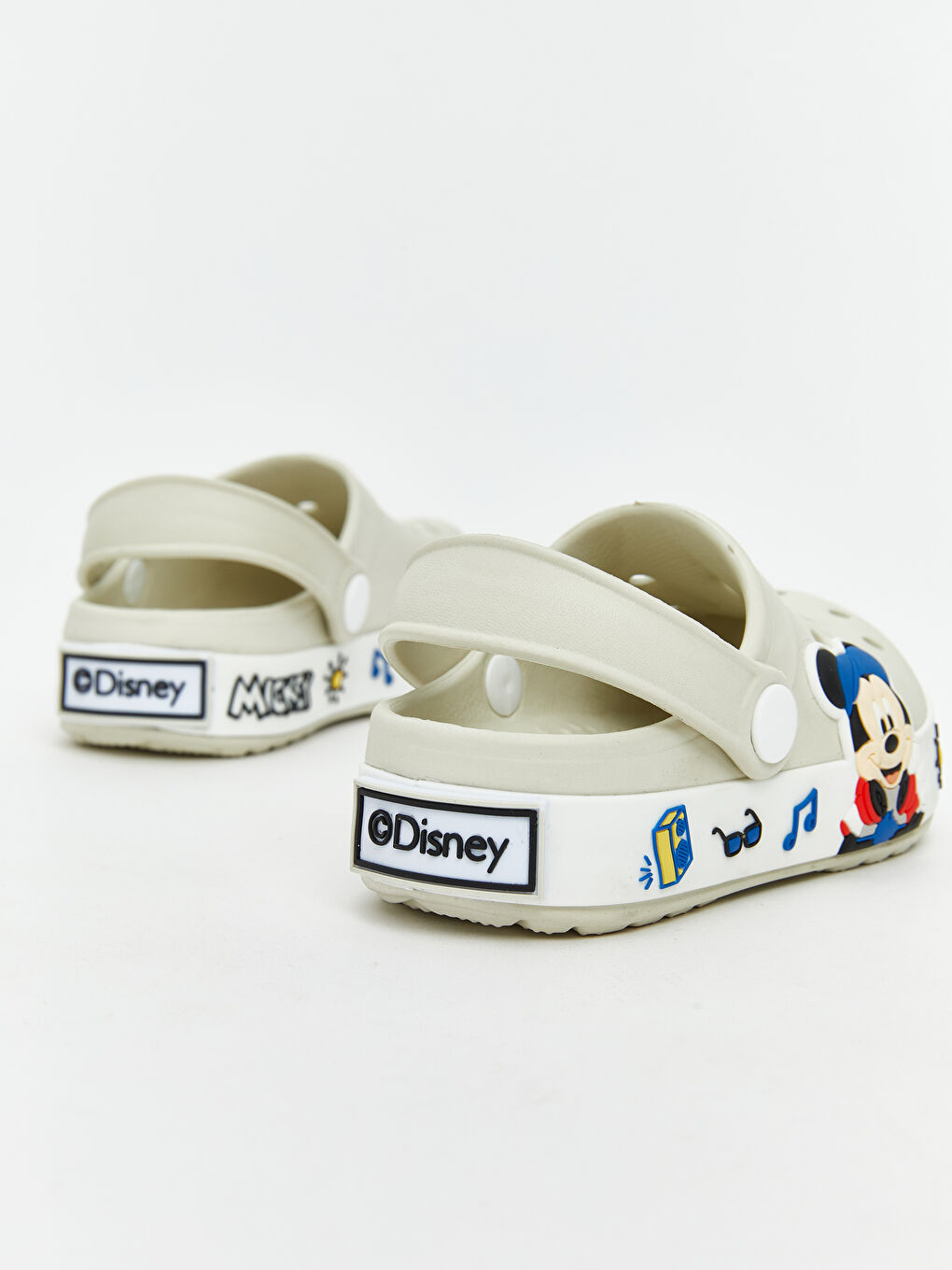 Bej Mickey Mouse Baskılı Erkek Bebek Plaj Sandaleti-4