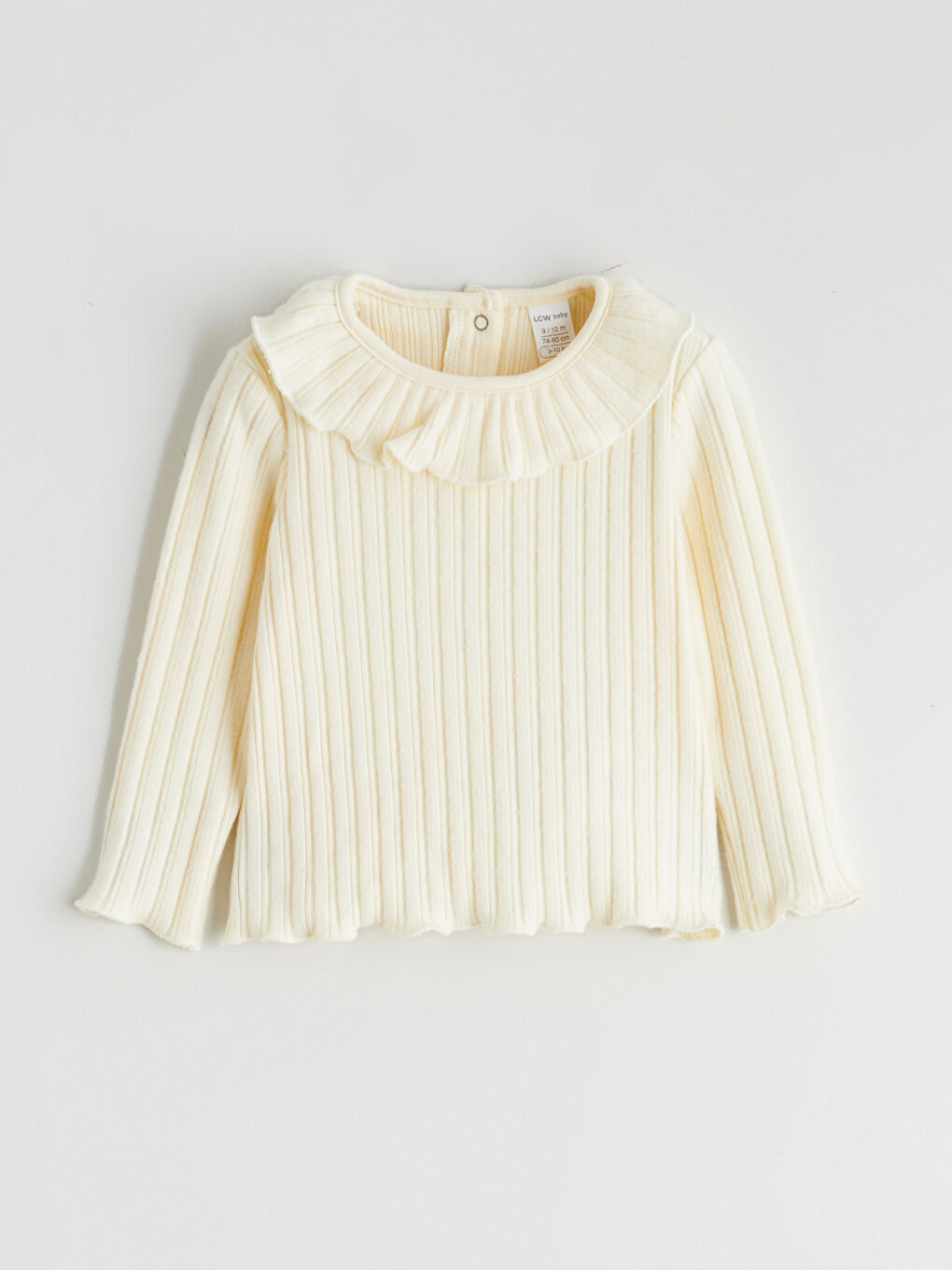 Bej Fırfırlı Bebe Yaka Kız Çocuk Bluz ve Tayt-1