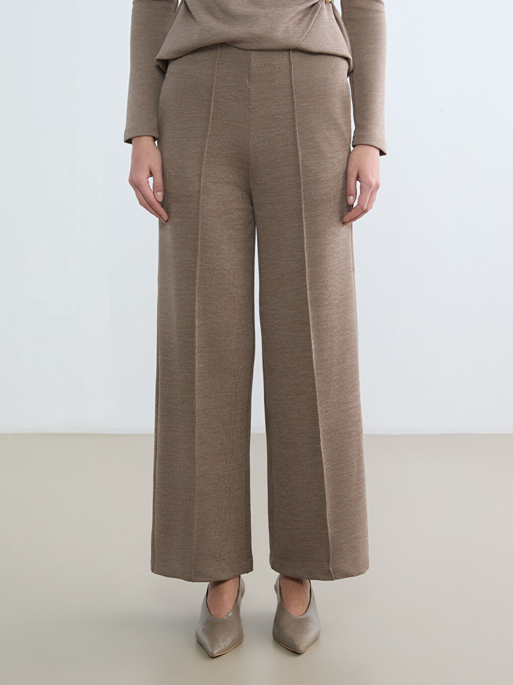 سروال نساء واسع الساق بخصر مطاطي-1