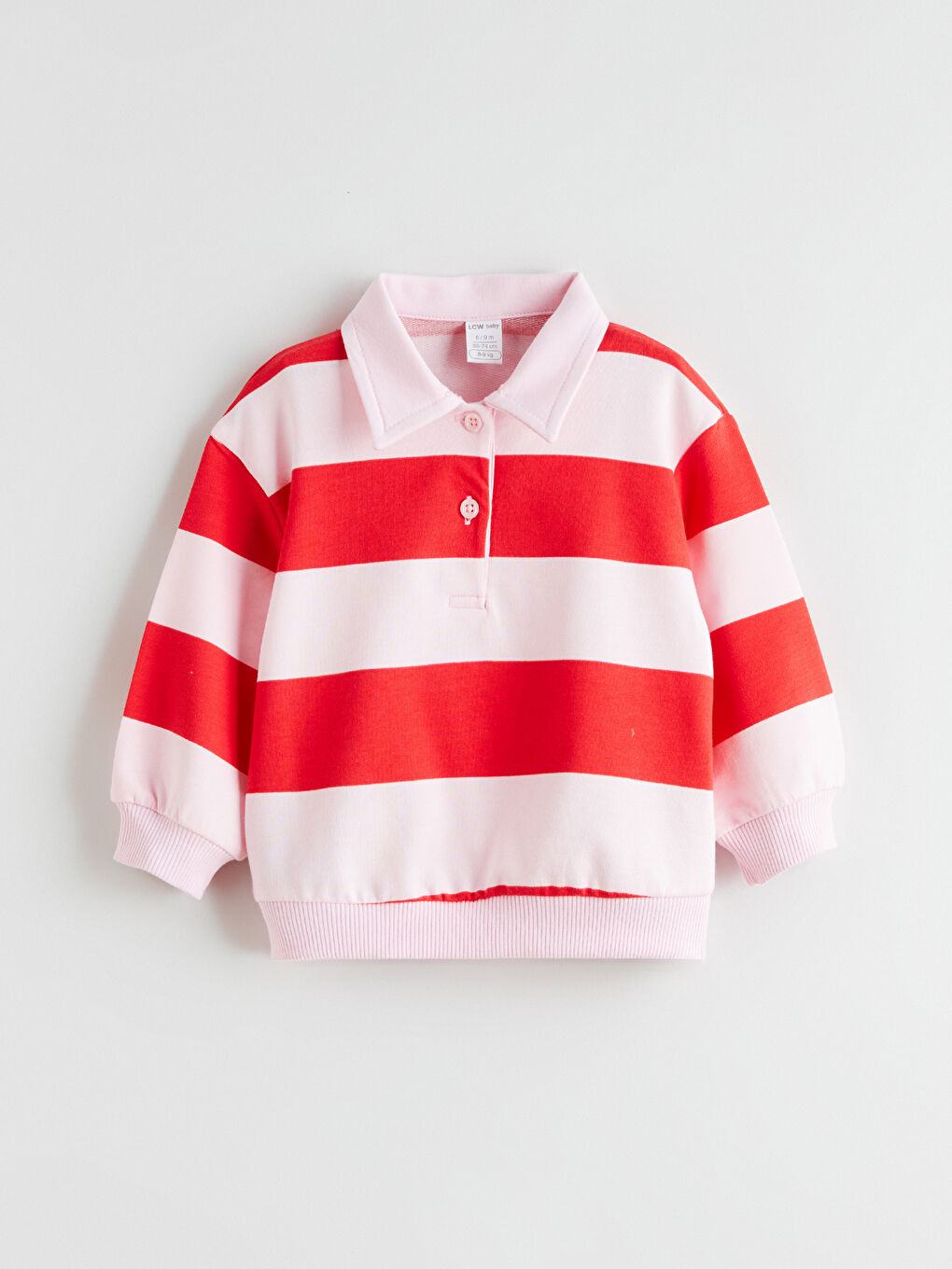 Pembe Polo Yaka Kız Bebek Sweatshirt ve Tayt-1