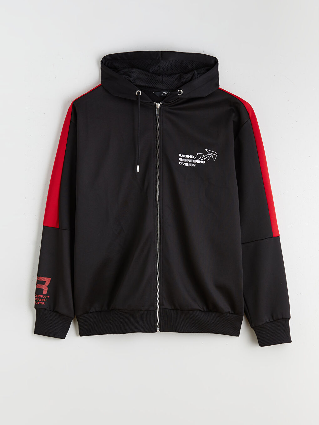 Siyah Kapüşonlu Uzun Kollu Erkek Fermuarlı Sweatshirt-4