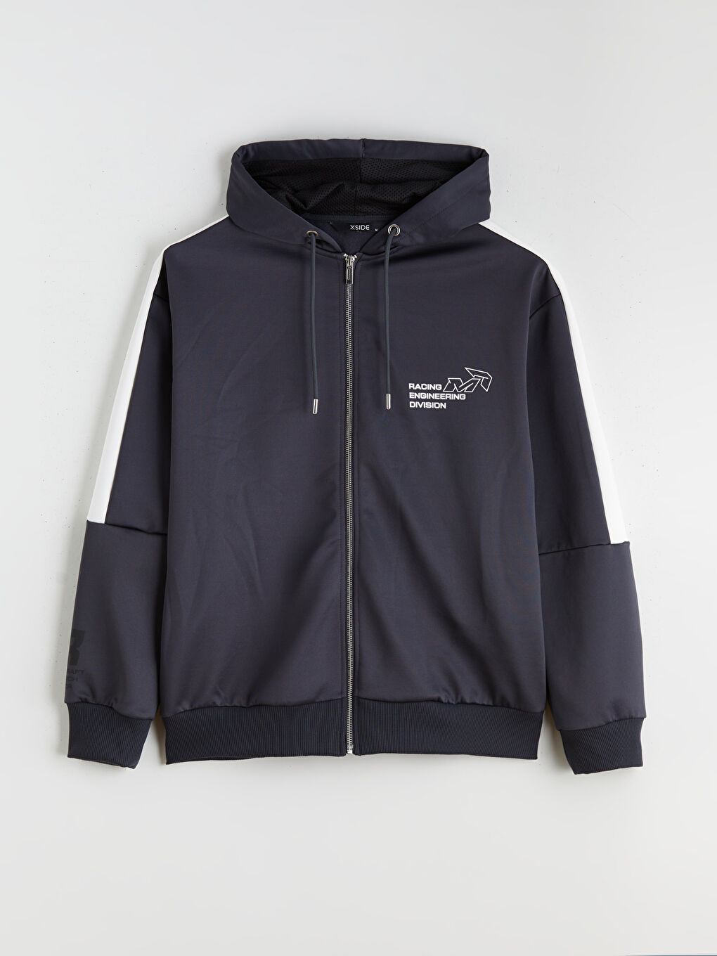 Antrasit Kapüşonlu Uzun Kollu Erkek Fermuarlı Sweatshirt-4