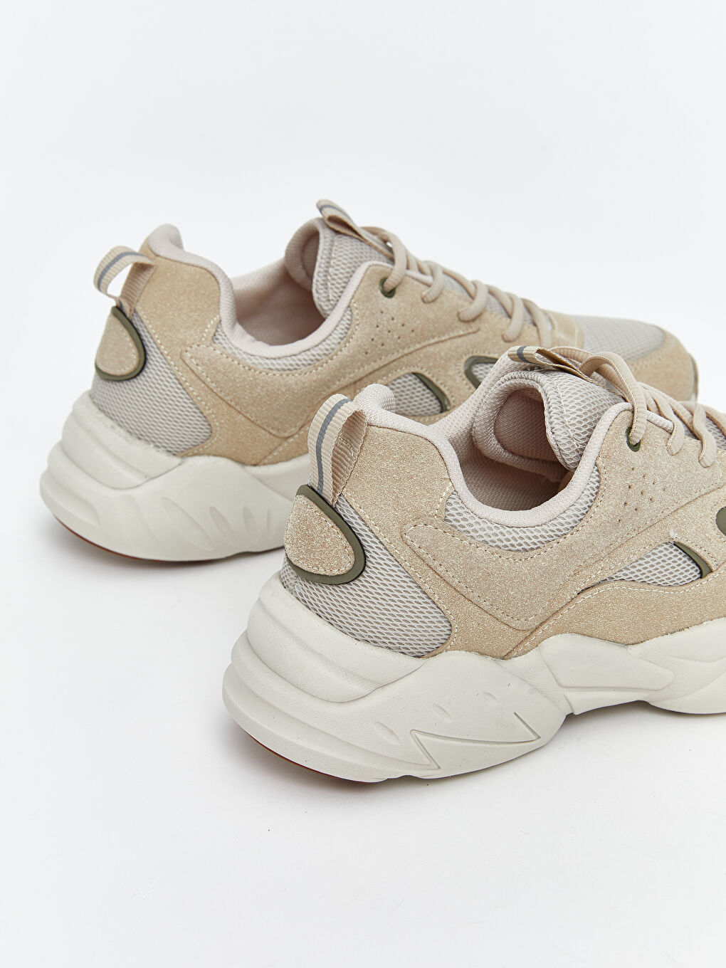 Bej Bağcıklı Kadın Spor Ayakkabı-4