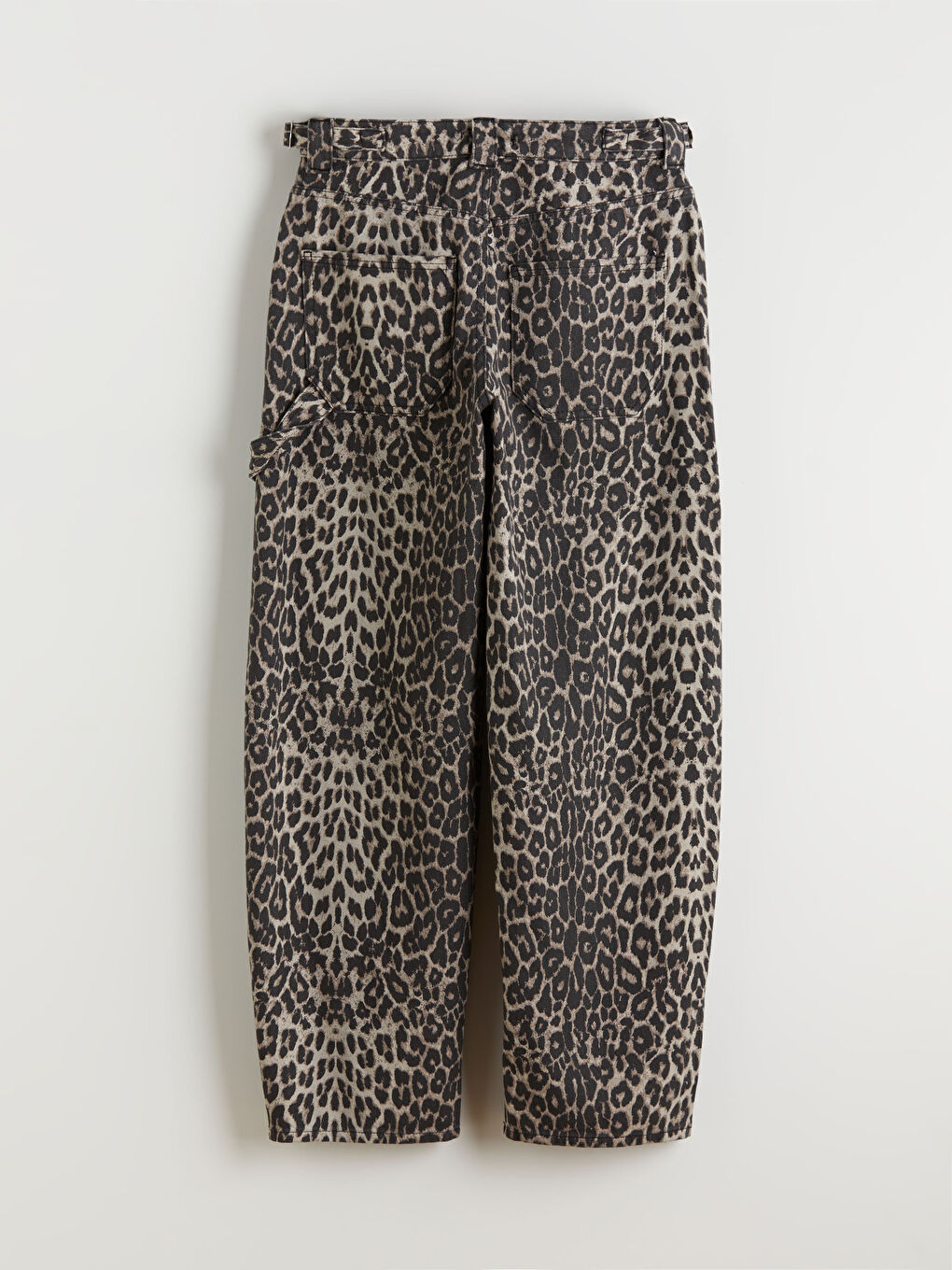 Kahverengi Baggy Fit Leopar Desenli Kadın Jean Pantolon-6