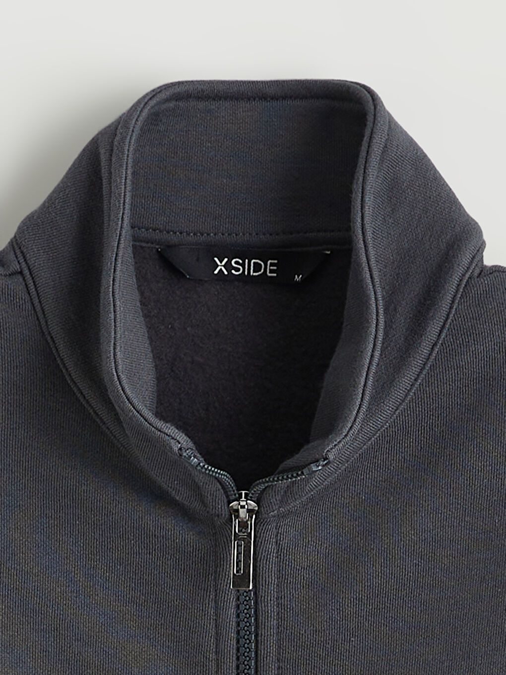 Antrasit Rahat Kalıp Dik Yaka Erkek Fermuarlı Sweatshirt-5