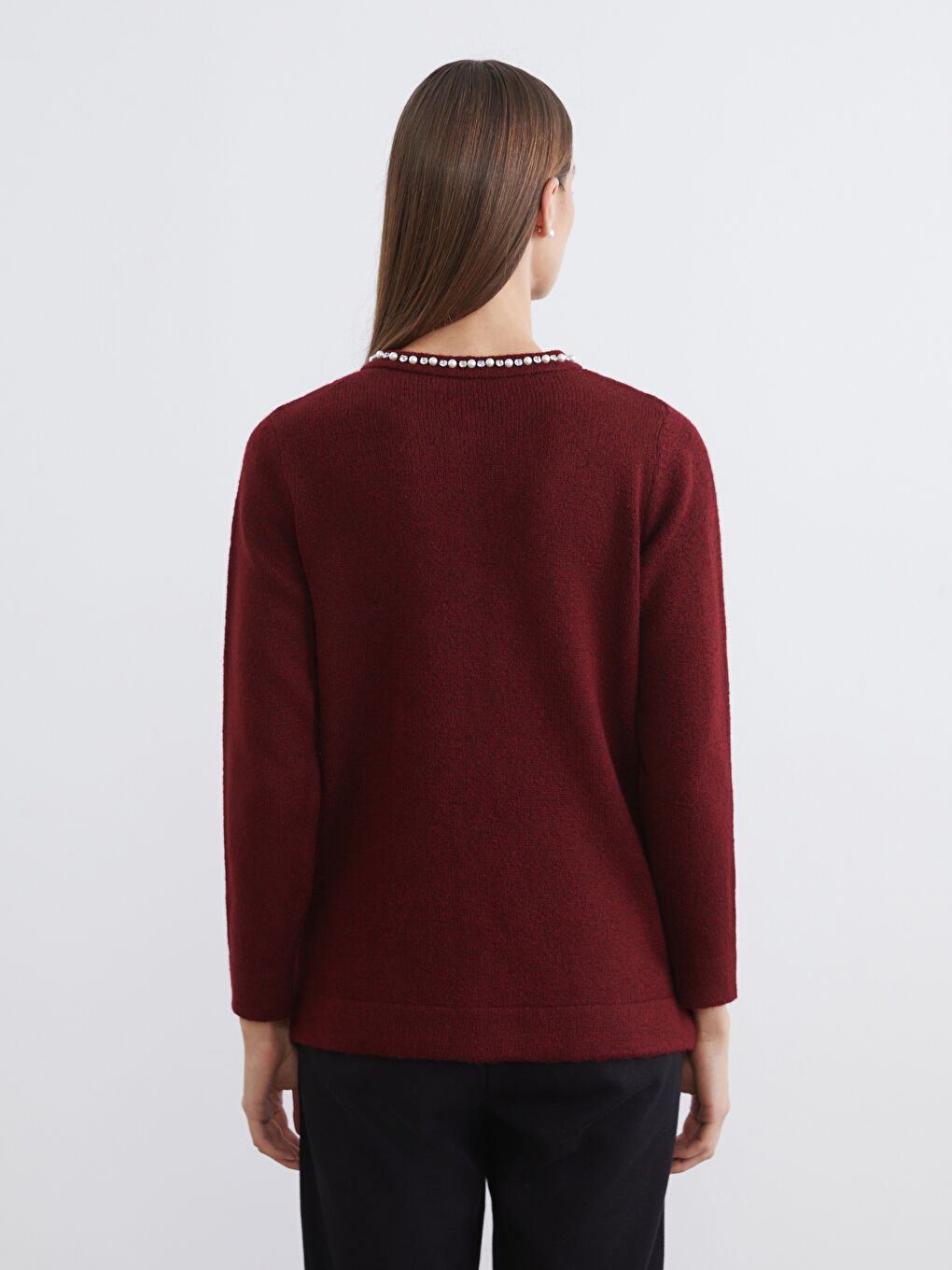 Crew Neck Rhinestone Embellished Women's Knitwear Cardigan-3