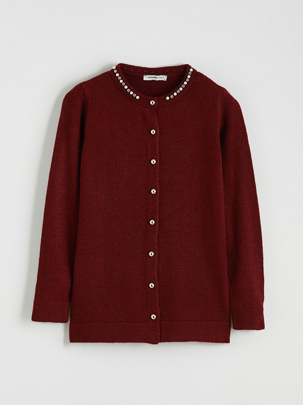 Crew Neck Rhinestone Embellished Women's Knitwear Cardigan-4