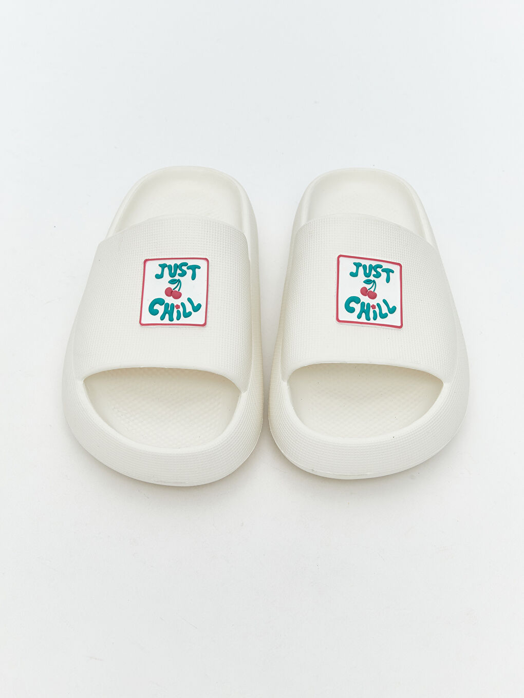 Beyaz Tek Bantlı Baskılı Kız Çocuk Terlik-2