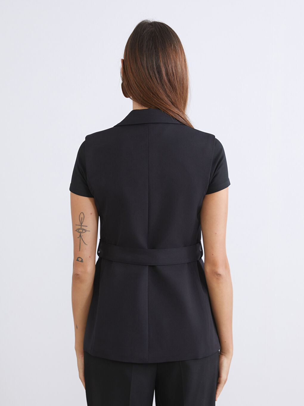 Siyah Ceket Yaka Kadın Klasik Yelek-3