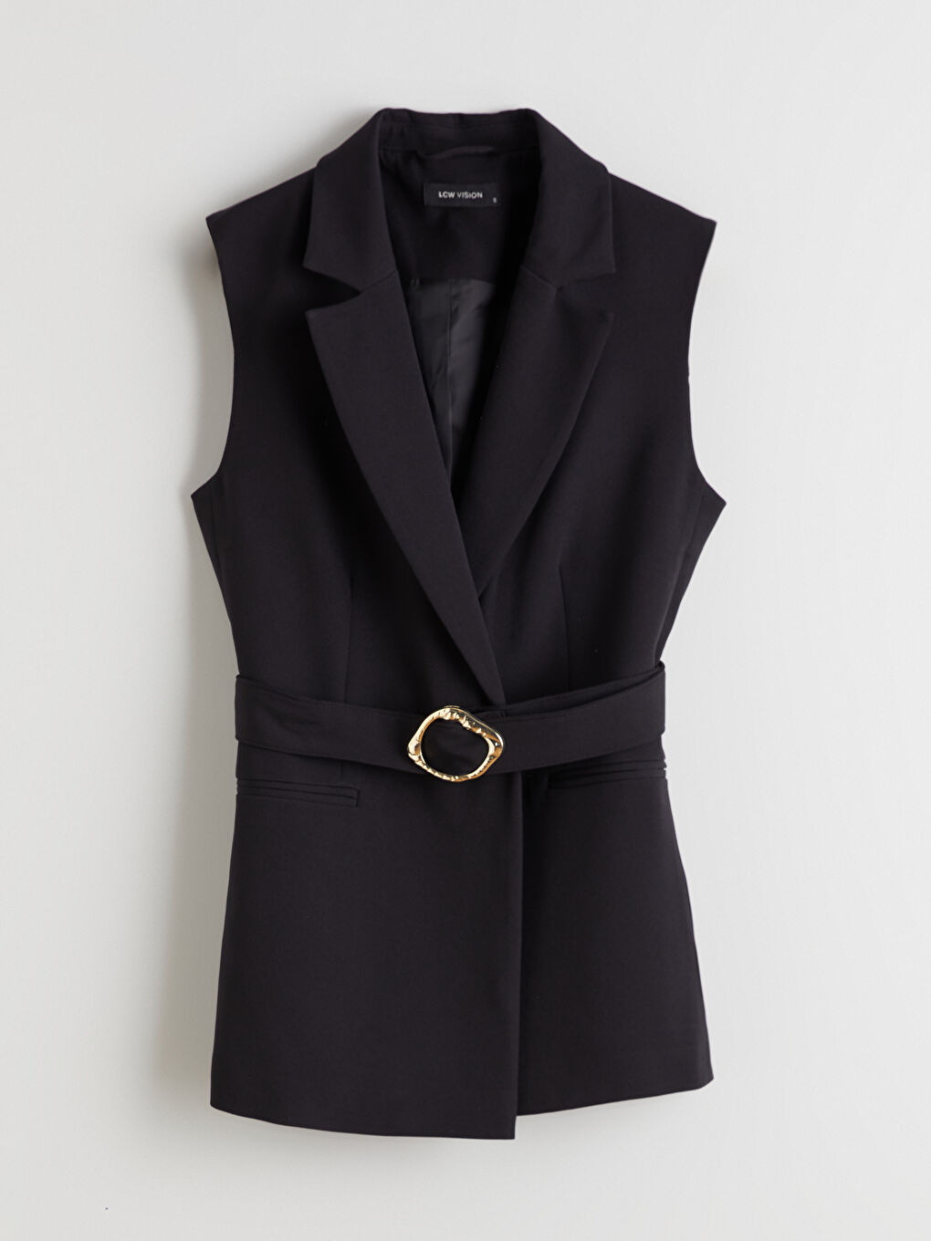 Siyah Ceket Yaka Kadın Klasik Yelek-4