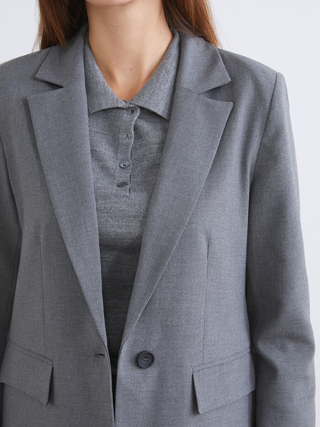 Gri Kadın Blazer Ceket-2