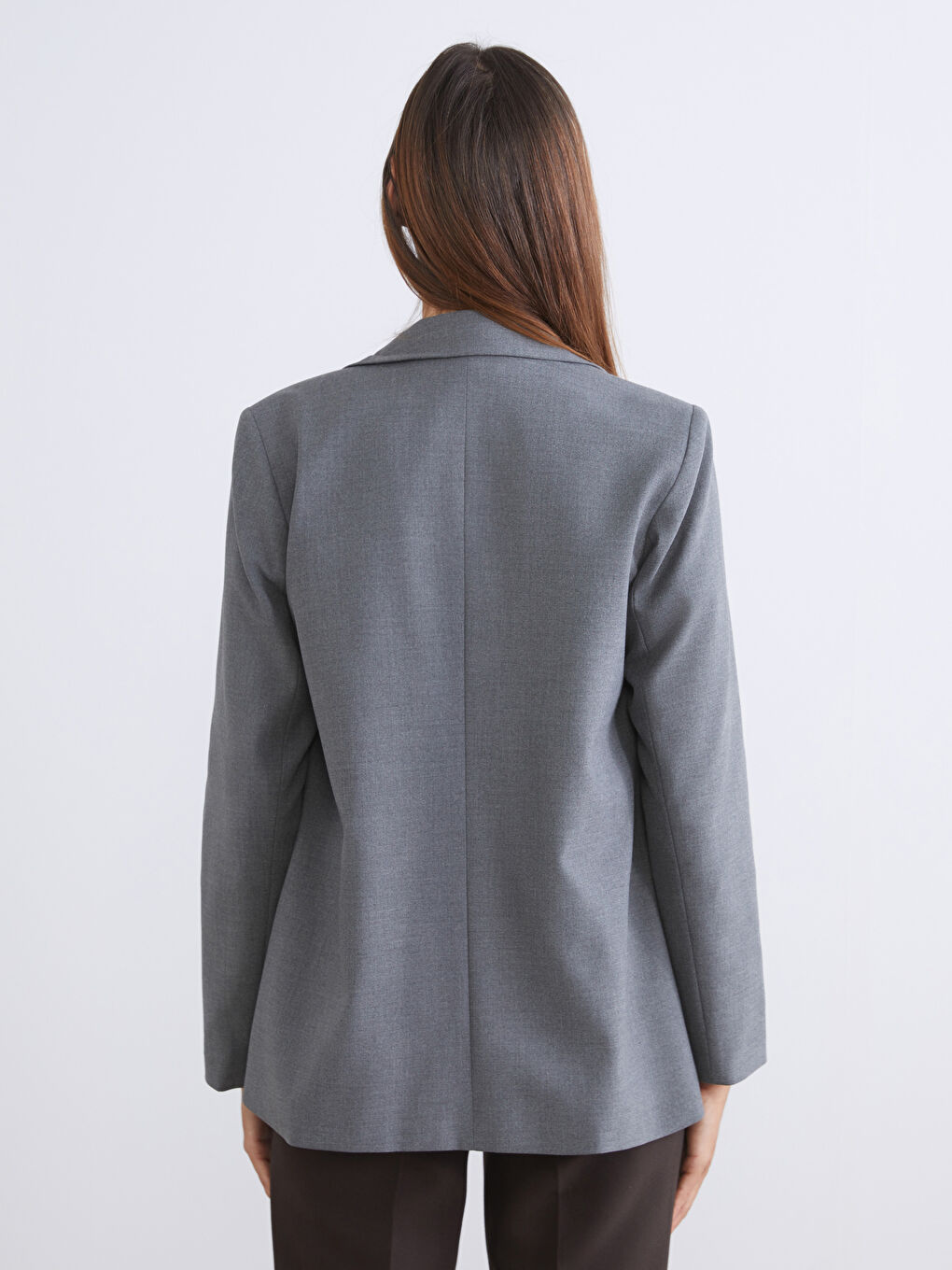 Gri Kadın Blazer Ceket-3