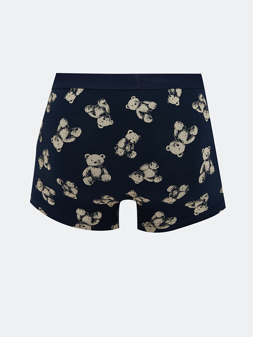 Lacivert Standart Kalıp Pamuklu Esnek Ayı Teddy Baskılı Erkek Boxer-1