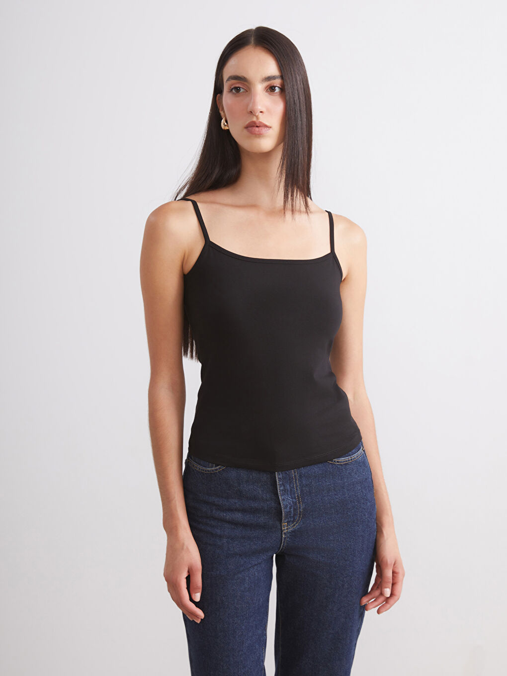 Siyah Kare Yaka Kadın Atlet 2'li-2